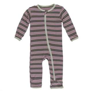 Print Bamboo Coverall with Zipper - Elderberry Kenya Stripe KicKee Pants