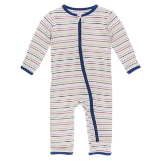 Print Bamboo Coverall with Zipper - Everyday Heroes Multi Stripe Baby & Toddler Sleepwear