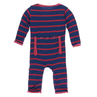 Print Bamboo Coverall with Zipper - Everyday Heroes Navy Stripe Baby & Toddler Sleepwear