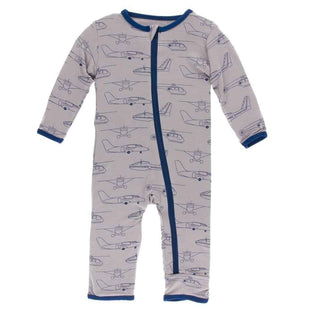 Print Bamboo Coverall with Zipper - Feather Heroes in the Air Baby & Toddler Sleepwear