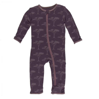 Print Bamboo Coverall with Zipper - Fig Acacia Trees KicKee Pants