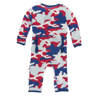 Print Bamboo Coverall with Zipper - Flag Red Military Baby & Toddler Sleepwear