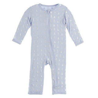 Print Bamboo Coverall with Zipper - Frost Silver Trees Baby & Toddler Sleepwear