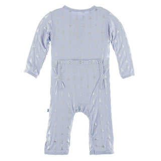 KicKee Pants Print Coverall with Zipper - Frost Silver Trees