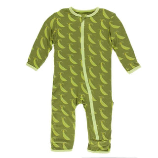 Print Bamboo Coverall with Zipper - Grasshopper Sweet Peas KicKee Pants