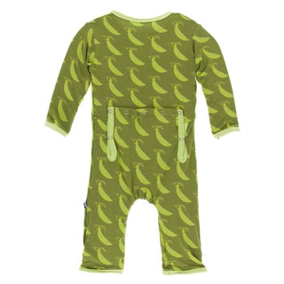 Print Bamboo Coverall with Zipper - Grasshopper Sweet Peas KicKee Pants