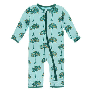 Print Bamboo Coverall with Zipper - Iceberg Orange Trees Baby & Toddler Sleepwear