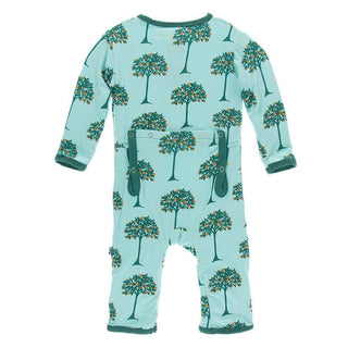 Print Bamboo Coverall with Zipper - Iceberg Orange Trees Baby & Toddler Sleepwear