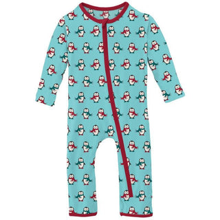 Print Bamboo Coverall with Zipper - Iceberg Penguins (WCA22) Baby & Toddler Sleepwear