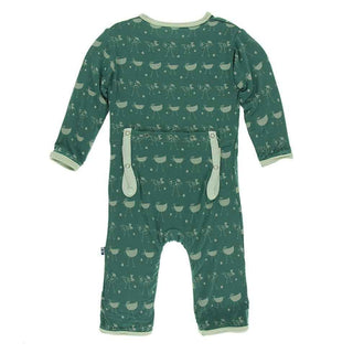 Print Bamboo Coverall with Zipper - Ivy Chickens Baby & Toddler Sleepwear