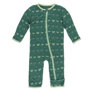 Print Bamboo Coverall with Zipper - Ivy Chickens Baby & Toddler Sleepwear