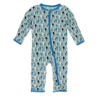 Print Bamboo Coverall with Zipper - Jade Garden Tools Baby & Toddler Sleepwear