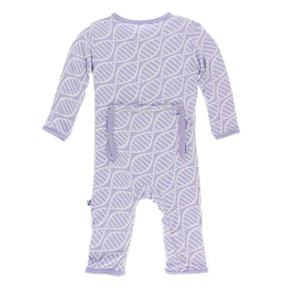 Print Bamboo Coverall with Zipper - Lilac Double Helix KicKee Pants