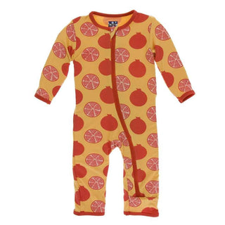 Print Bamboo Coverall with Zipper - Marigold Pomegranate Baby & Toddler Sleepwear