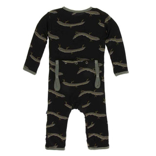 Print Bamboo Coverall with Zipper - Midnight Electric Eels KicKee Pants