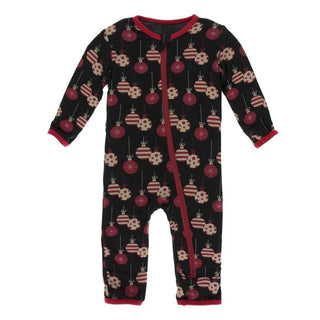 Print Bamboo Coverall with Zipper - Midnight Ornaments KicKee Pants