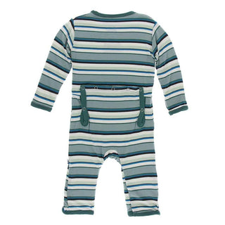 Print Bamboo Coverall with Zipper - Multi Agriculture Stripe KicKee Pants