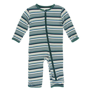 Print Bamboo Coverall with Zipper - Multi Agriculture Stripe KicKee Pants