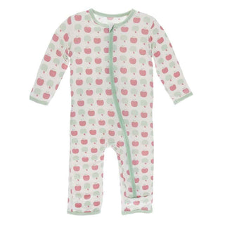 Print Bamboo Coverall with Zipper - Natural Apples KicKee Pants