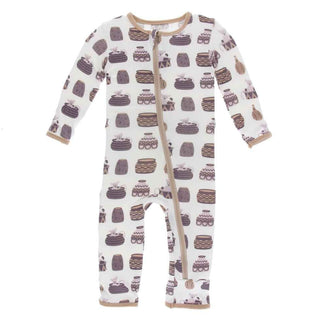 Print Bamboo Coverall with Zipper - Natural Bush Baby Baby & Toddler Sleepwear