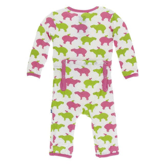 KicKee Pants Print Coverall with Zipper - Natural Capybara