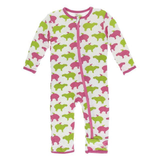 KicKee Pants Print Coverall with Zipper - Natural Capybara