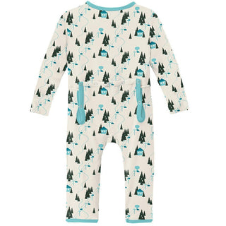 Print Bamboo Coverall with Zipper - Natural Chairlift Baby & Toddler Sleepwear