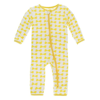 Print Bamboo Coverall with Zipper - Natural Farfalle Baby & Toddler Sleepwear