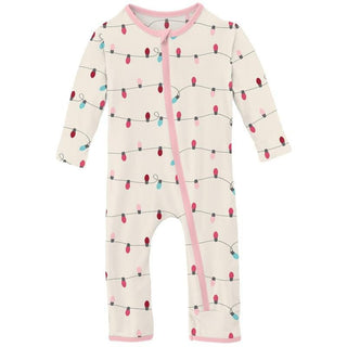 Print Bamboo Coverall with Zipper - Natural Holiday Lights (WCA22) Baby & Toddler Sleepwear