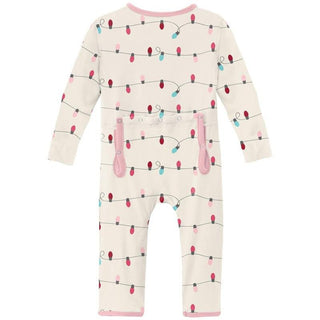 Print Bamboo Coverall with Zipper - Natural Holiday Lights (WCA22) Baby & Toddler Sleepwear