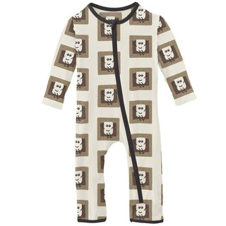 Print Bamboo Coverall with Zipper - Natural S'mores KicKee Pants