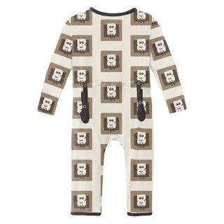 Print Bamboo Coverall with Zipper - Natural S'mores KicKee Pants