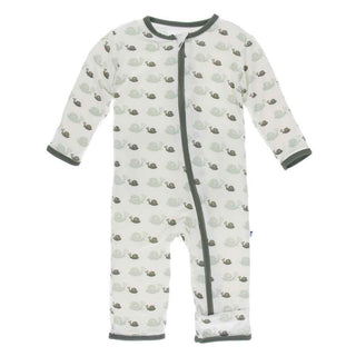 Print Bamboo Coverall with Zipper - Natural Snails KicKee Pants