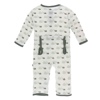 Print Bamboo Coverall with Zipper - Natural Snails KicKee Pants