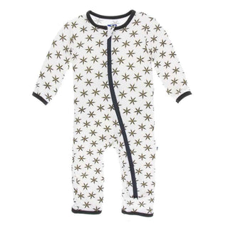 Print Bamboo Coverall with Zipper - Natural Star Anise Baby & Toddler Sleepwear