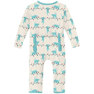 Print Bamboo Coverall with Zipper - Natural Tangled Kittens (WCA22) Baby & Toddler Sleepwear