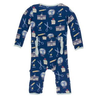 Print Bamboo Coverall with Zipper - Navy Education Baby & Toddler Sleepwear