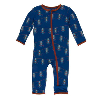 Print Bamboo Coverall with Zipper - Navy Lantern Festival Baby & Toddler Sleepwear