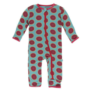 Print Bamboo Coverall with Zipper - Neptune Watermelon KicKee Pants