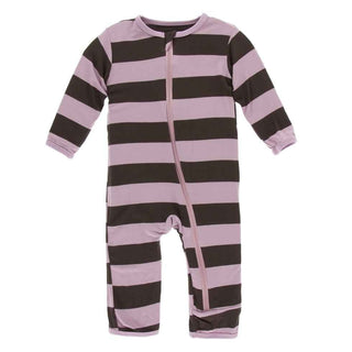 Print Bamboo Coverall with Zipper - Paleontology Flora Stripe KicKee Pants