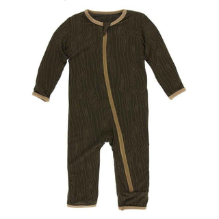 Print Bamboo Coverall with Zipper - Petrified Wood Baby & Toddler Sleepwear