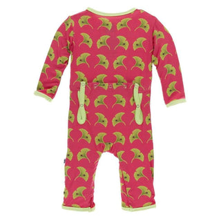 Print Bamboo Coverall with Zipper - Red Ginger Ginkgo Baby & Toddler Sleepwear