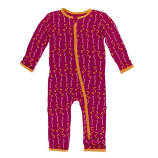 Print Bamboo Coverall with Zipper - Rhododendron Worms KicKee Pants