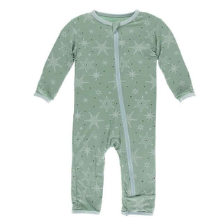 Print Bamboo Coverall with Zipper - Shore Snowflakes Baby & Toddler Sleepwear