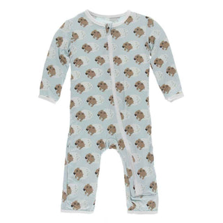 Print Bamboo Coverall with Zipper - Spring Sky Diictodon Baby & Toddler Sleepwear