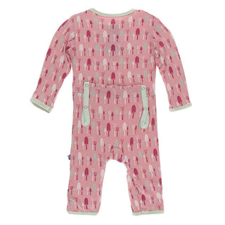 Print Bamboo Coverall with Zipper - Strawberry Garden Tools KicKee Pants