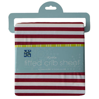 Print Bamboo Fitted Crib Sheet - Playground Stripe - One Size Bed Sheets