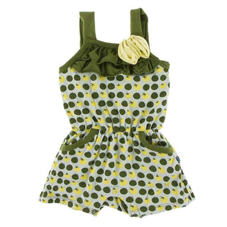 KicKee Pants Print Flower Romper with Pockets - Aloe Tomatoes