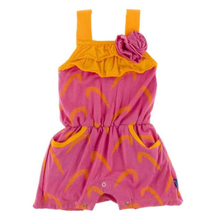 Print Bamboo Flower Romper with Pockets - Carnival Feathers Baby One-Pieces