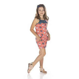 Print Bamboo Flower Romper with Pockets - English Rose Travel Guide Baby One-Pieces